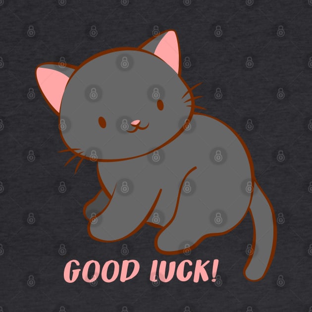 Good Luck Kawaii Black Cat by Irene Koh Studio